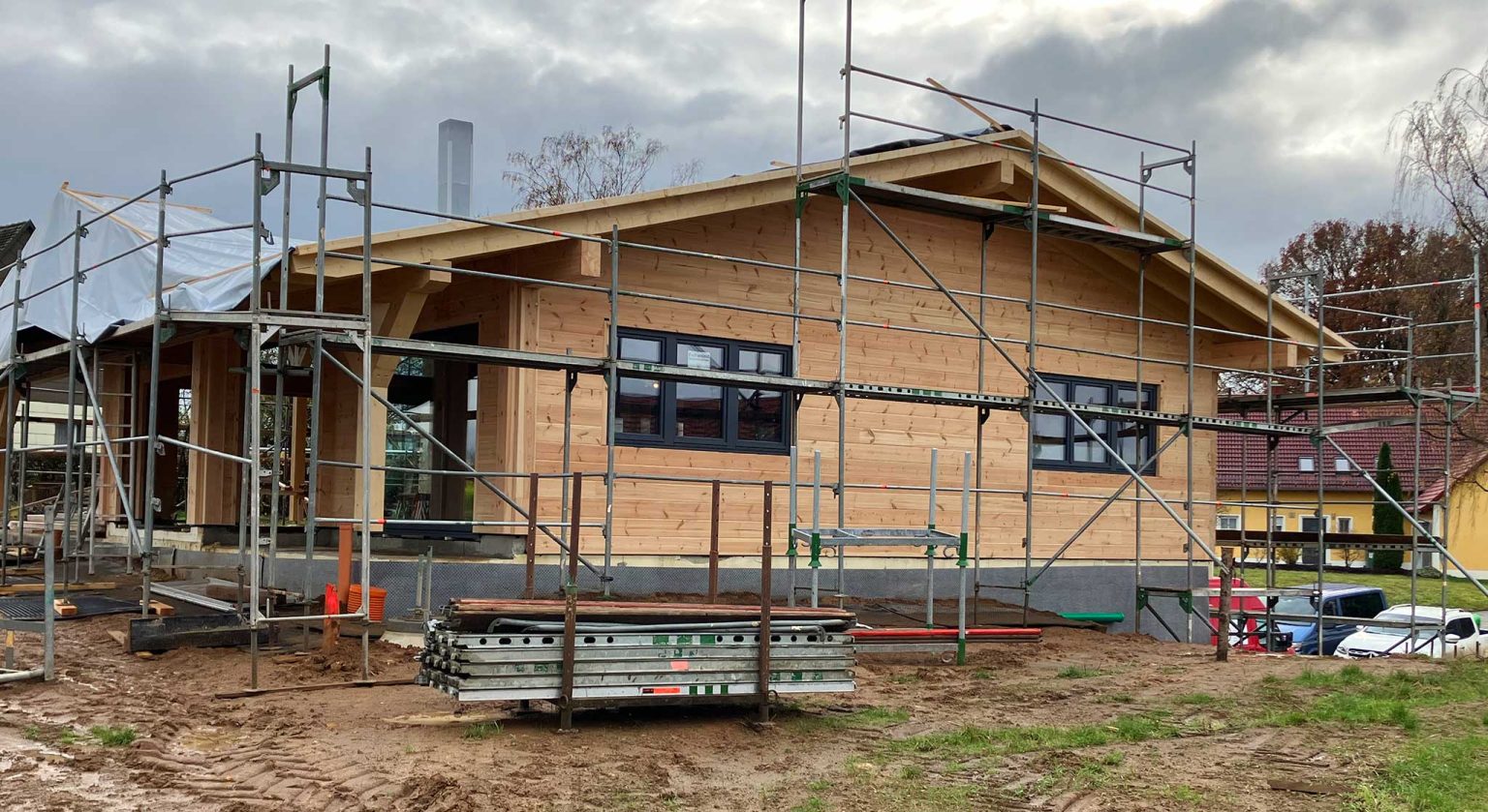 Blockhaus in Hesselberg von Fullwood, Baustelle 01/2024