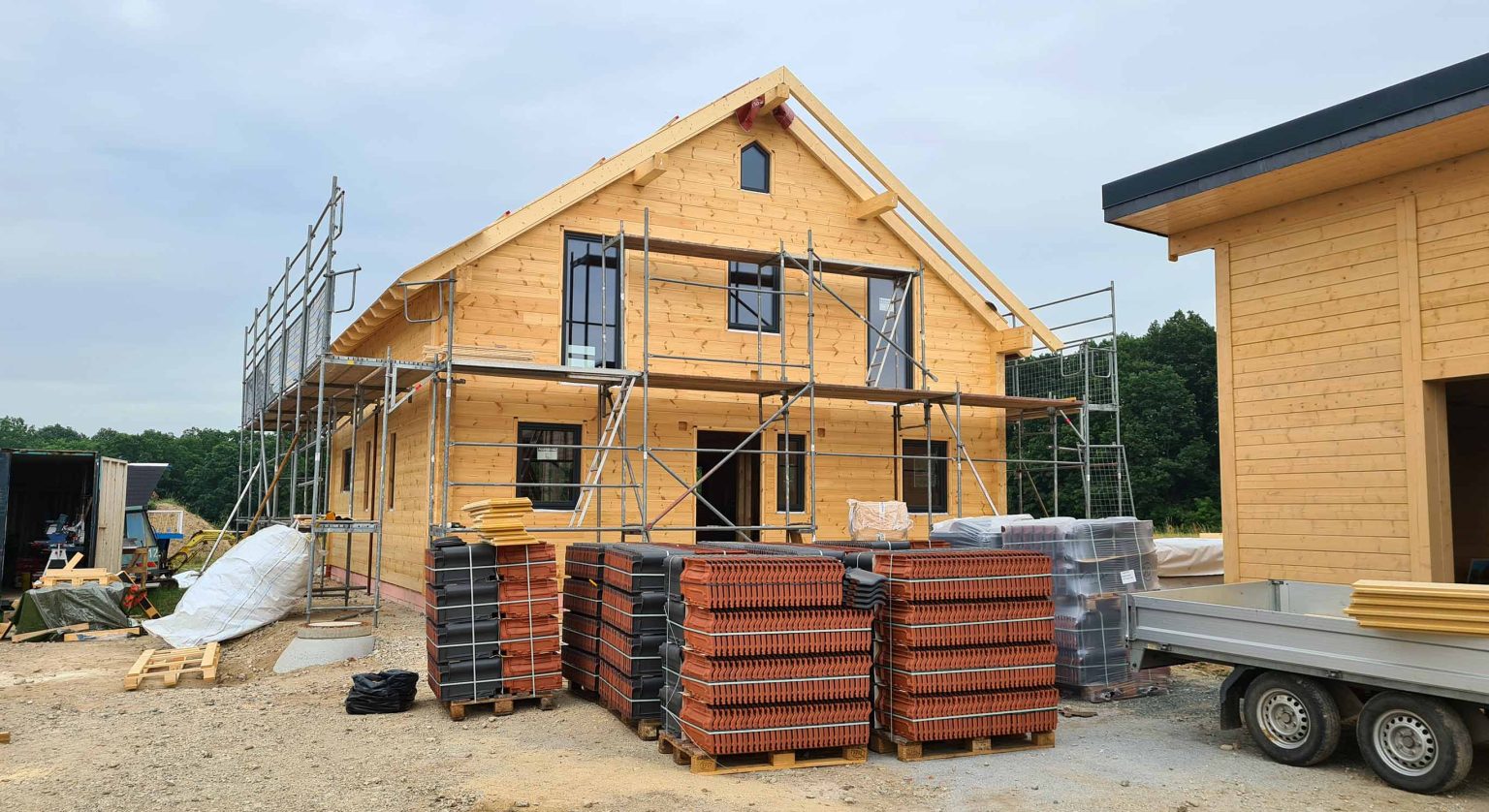 Blockhaus Neubau Fullwood Sachsen, August 2023