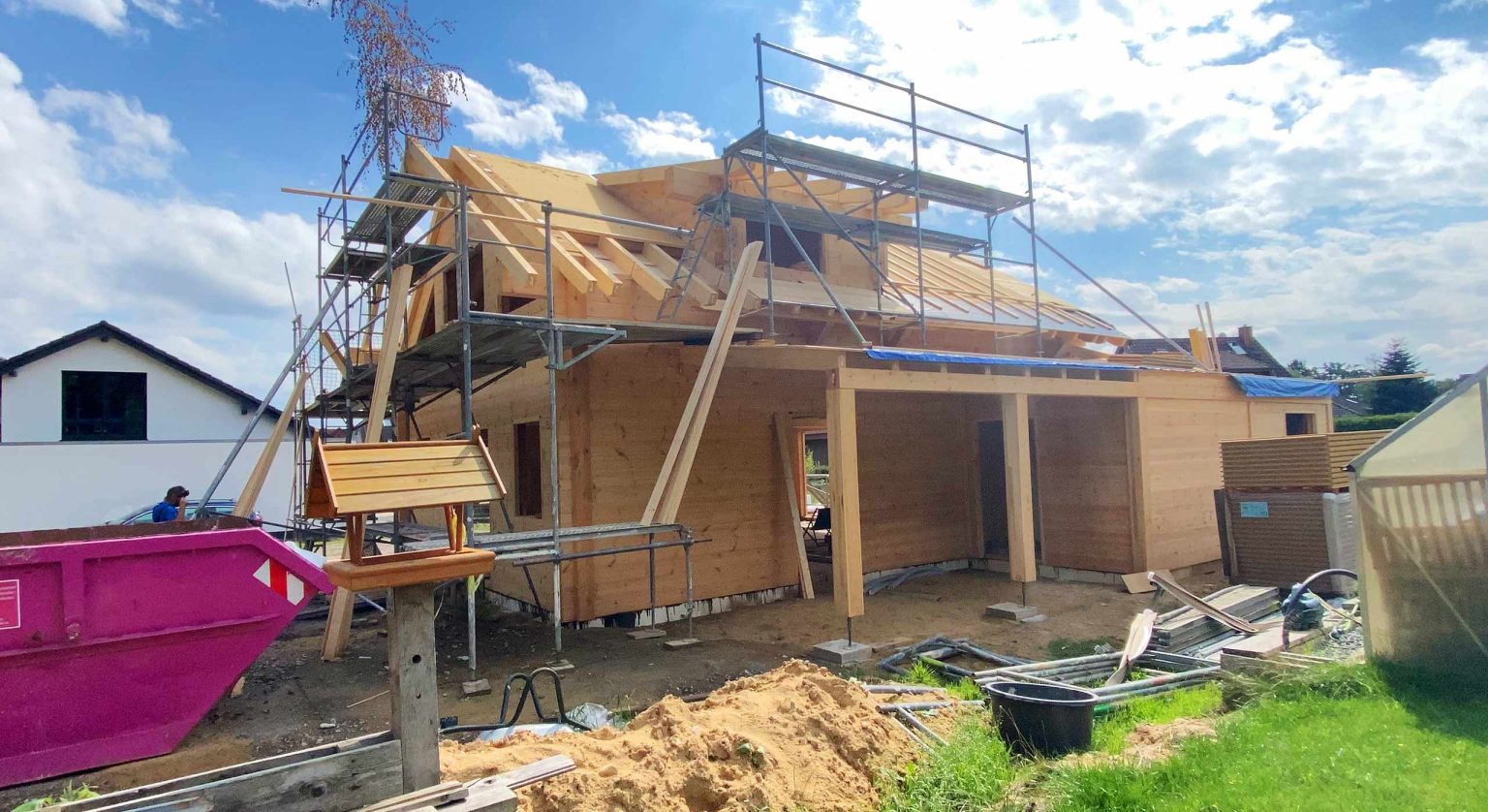Fullwood Blockhaus Baustelle Niedersachsen, September 2023