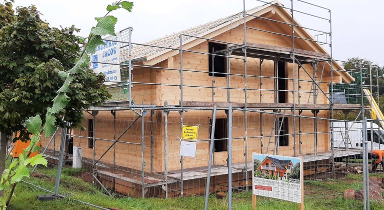 Blockhaus Baustelle bei Zwickau, Fullwood im Dezember 2023