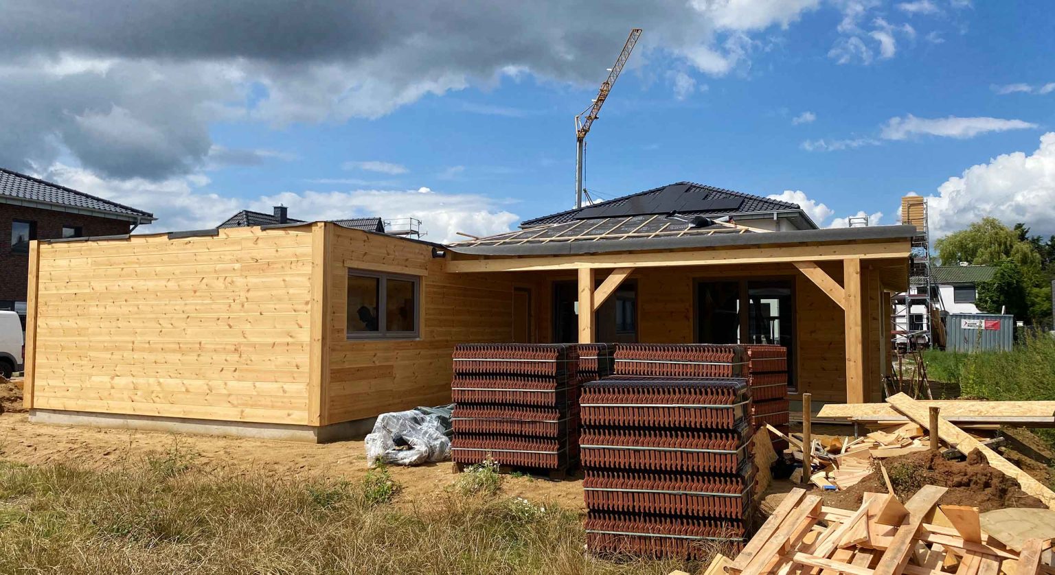 Blockhaus Baustelle Kleve Fullwood Sep. 2023