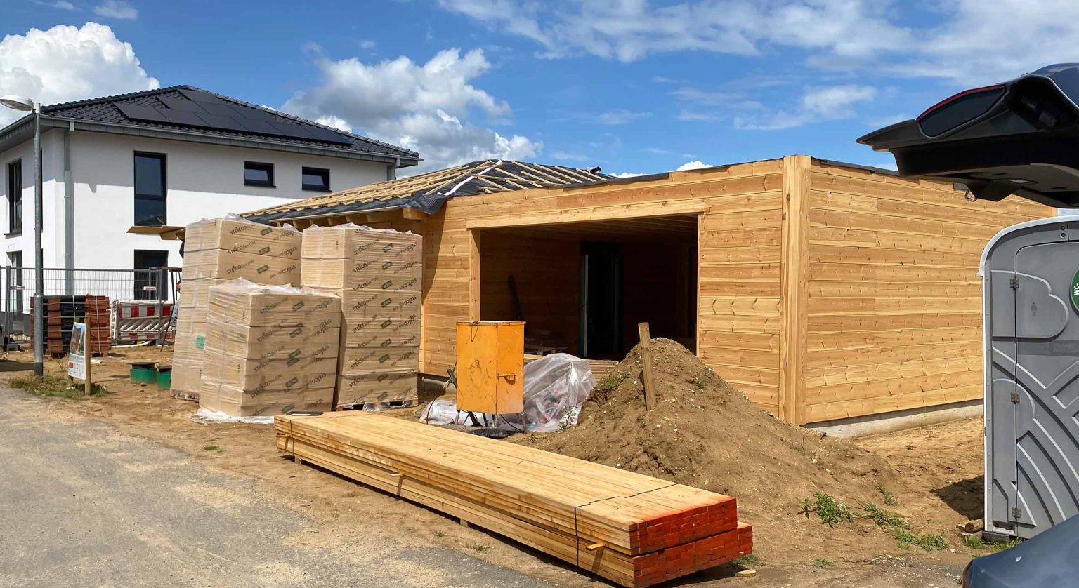 Blockhaus Baustelle Kleve Fullwood Sep. 2023
